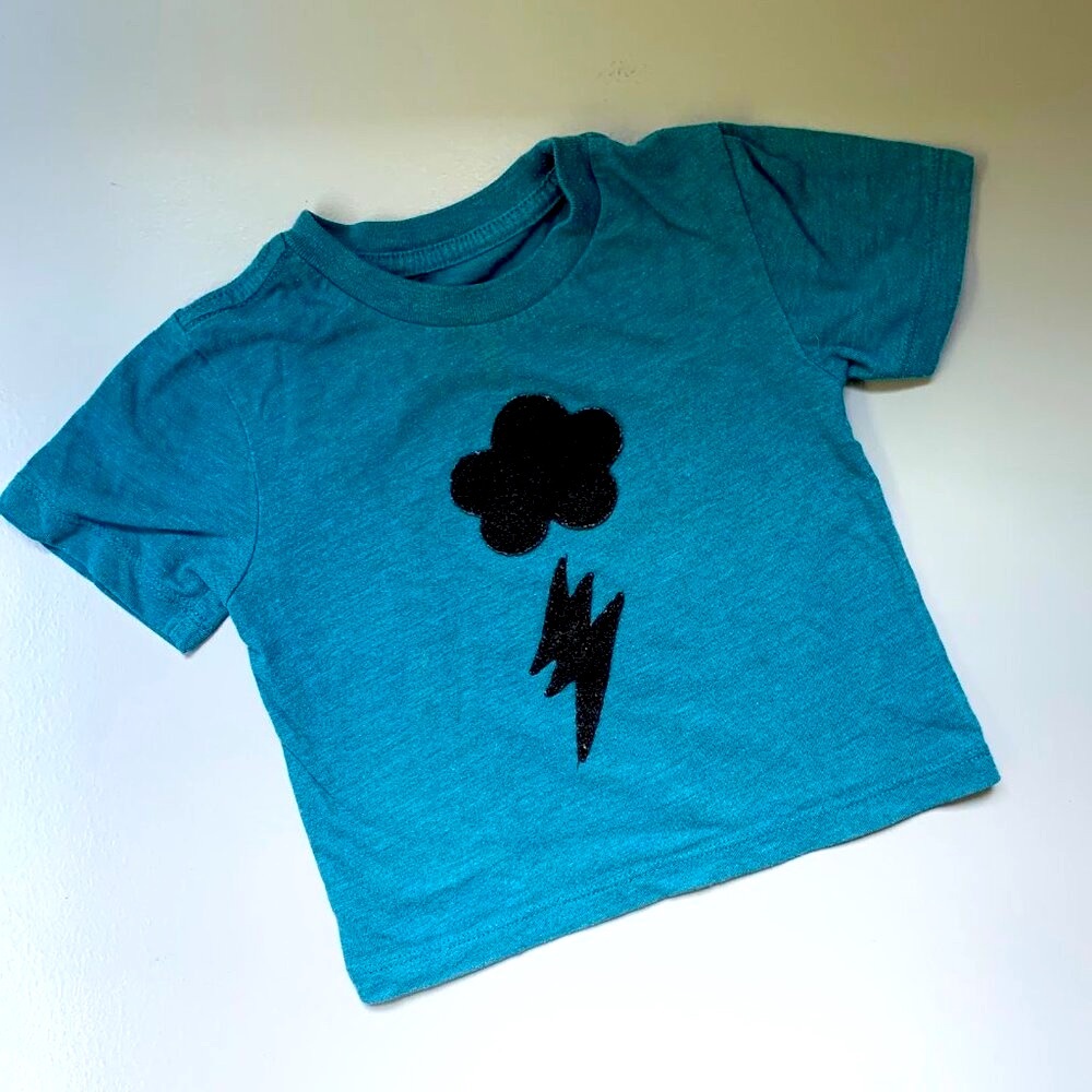 Handmade Cloud & Lightning Bolt Appliqué Tee - 12M